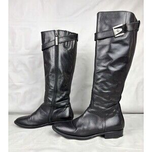 Francesco Morichetti Tall Leather Riding Boots Womens 5.5-6 Black